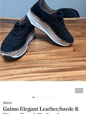 Gaimo Black Espadrille Platform Sneakers for Women